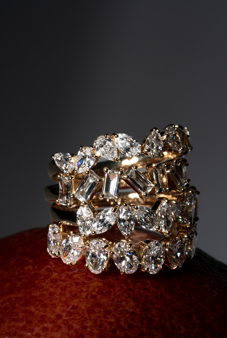 Stacked PRMAL diamond rings