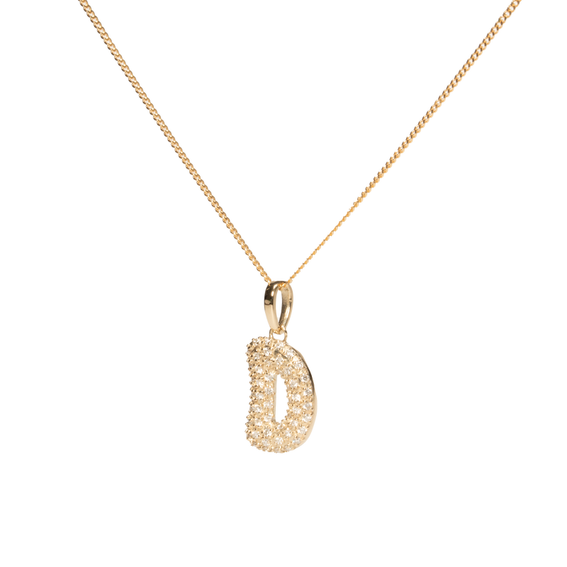 Pave Dome Letter D Necklace - PRMAL