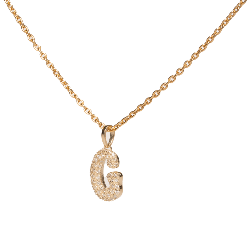 Pave Dome Letter G Necklace - PRMAL