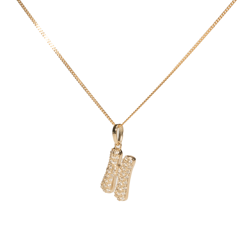 Pave Dome Letter H Necklace - PRMAL