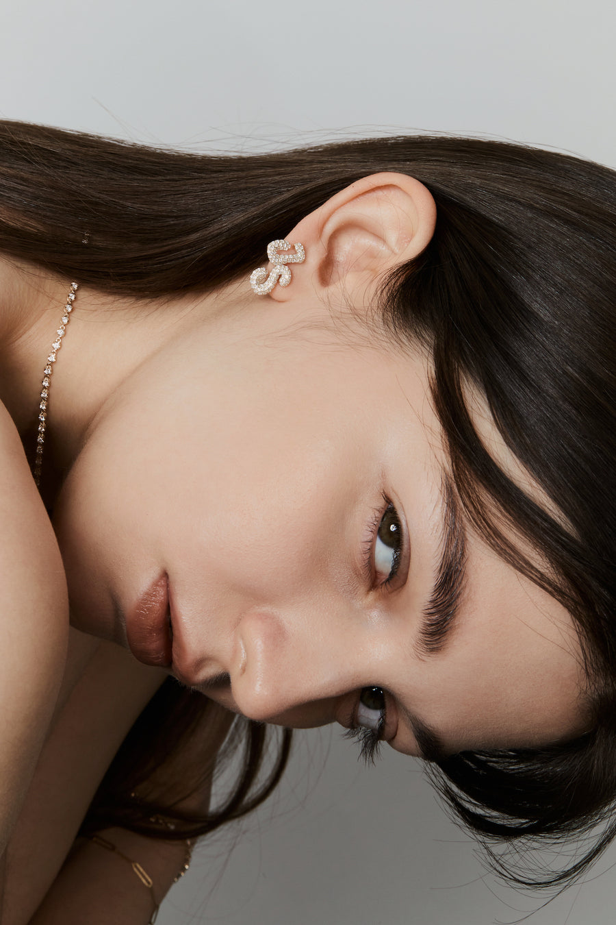 Pave Dome Letter Earring