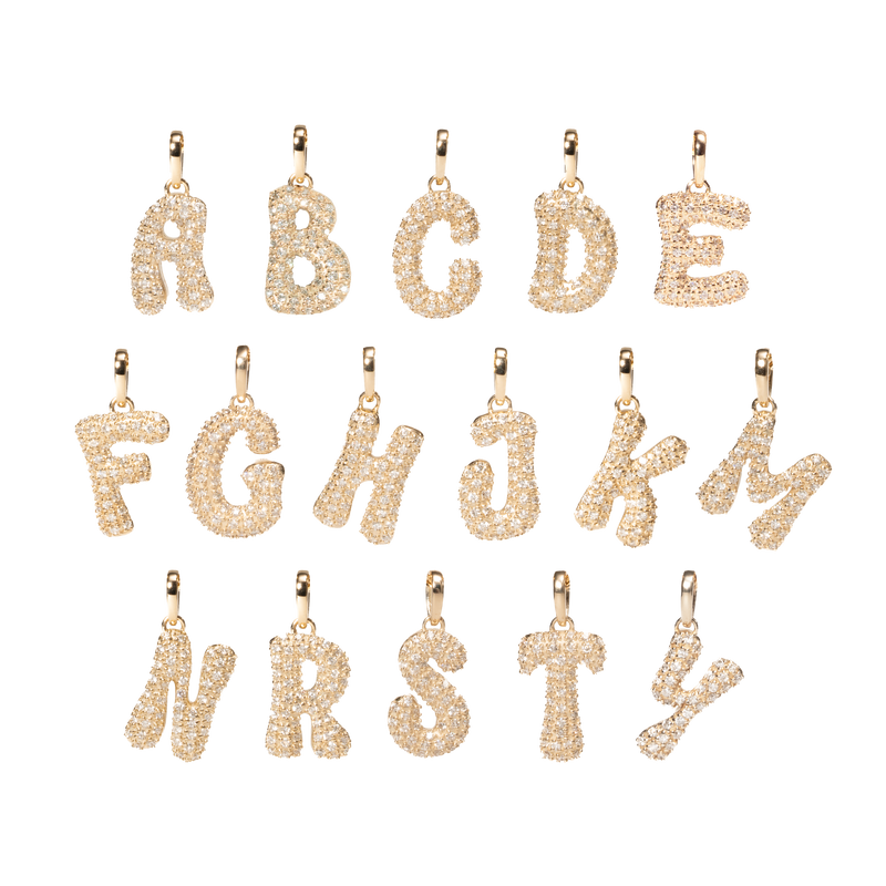 Pave Dome Letter Necklace - PRMAL