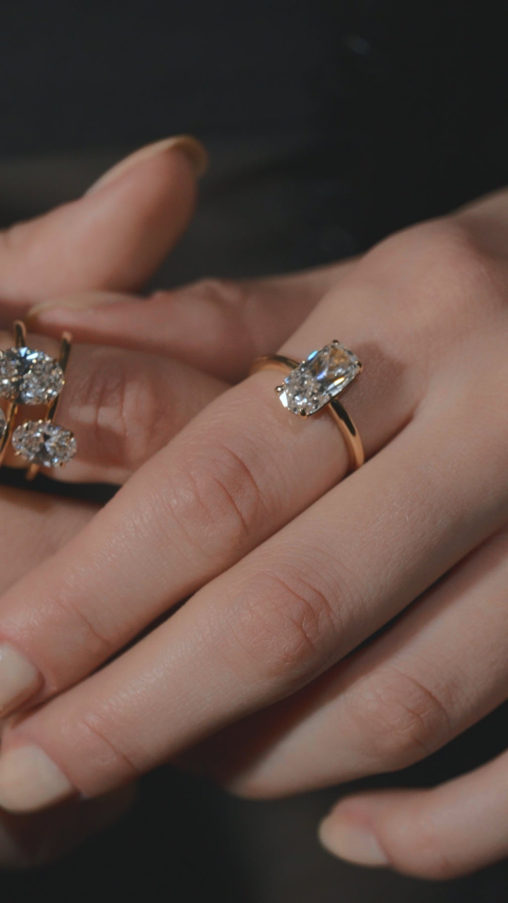 2ct Vertical Cushion Diamond Ring - PRMAL
