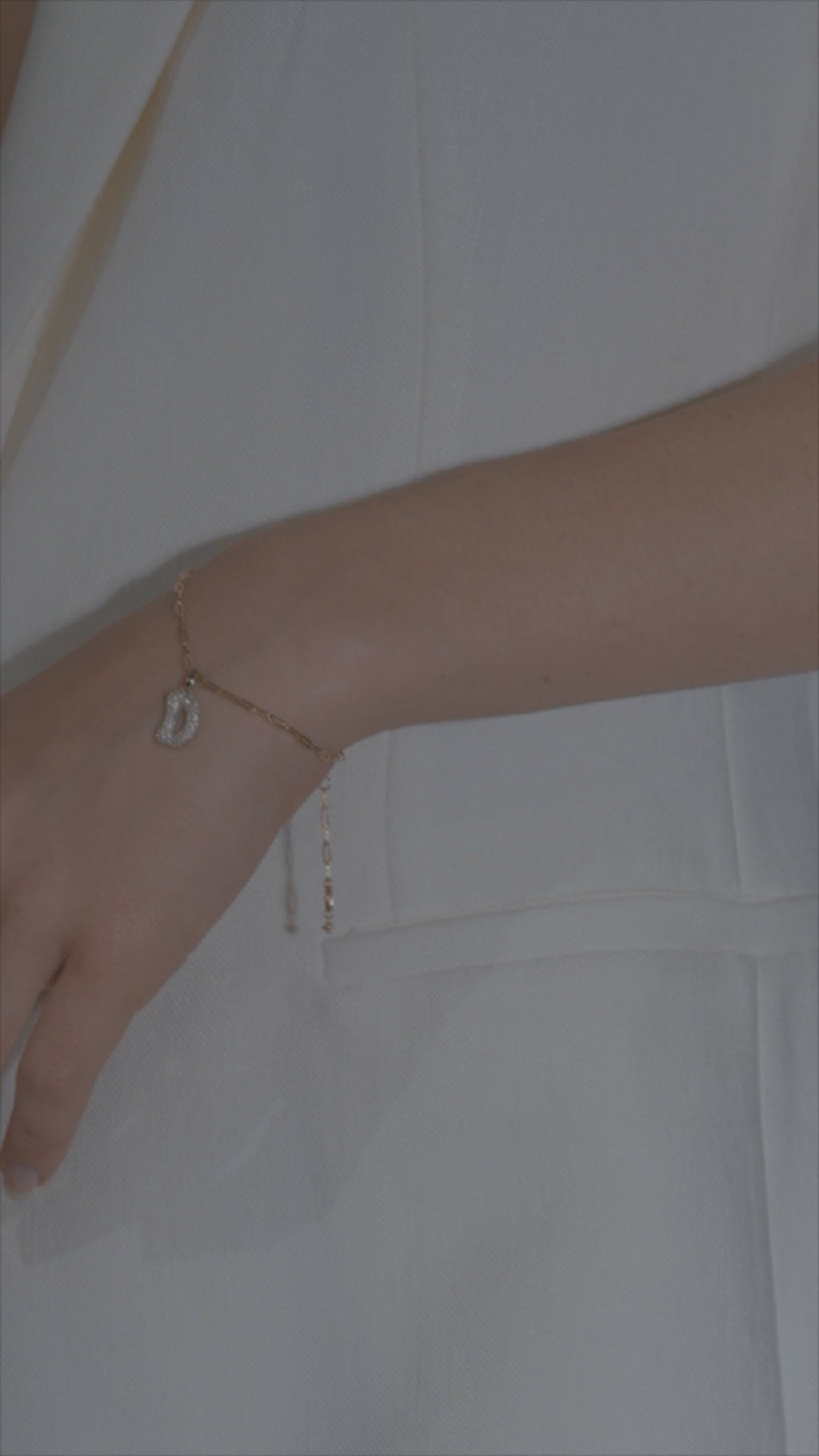 Pave Dome Letter T Bracelet - PRMAL