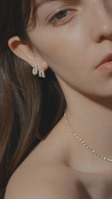 Pave Dome Letter E Earring - PRMAL