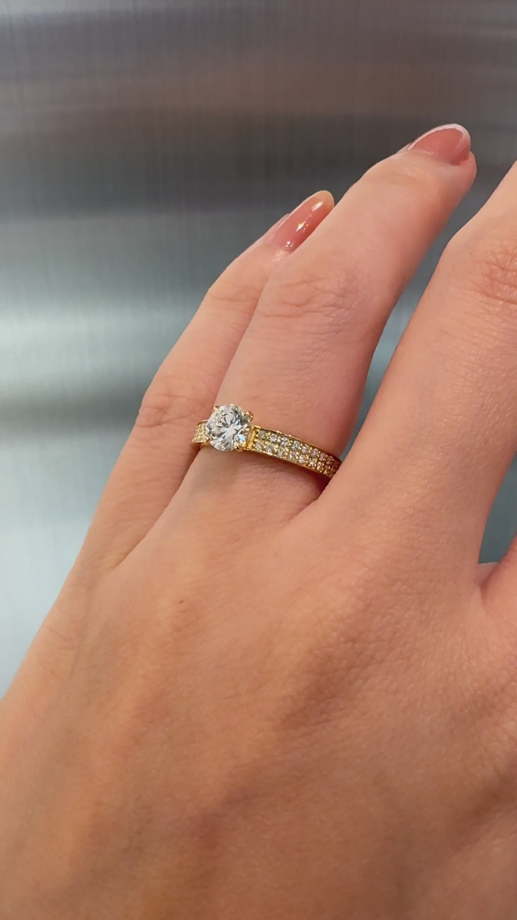 0.50ct Como Solitaire Bold Pave Flat Ring [D/VVS2/IDEAL] - PRMAL