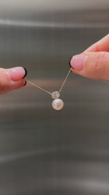 Pearl Oval Diamond Necklace - PRMAL