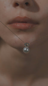 Pearl Oval Diamond Necklace - PRMAL