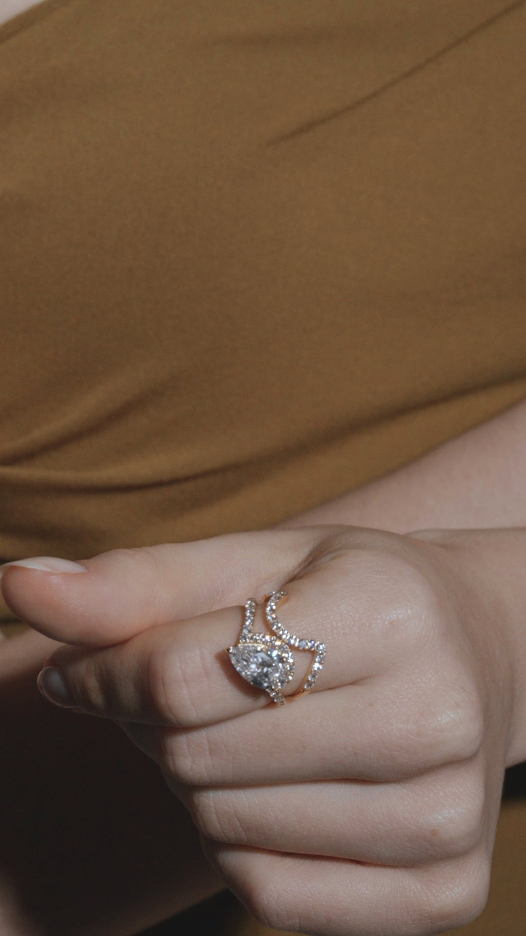 Infinity Pear Twin Wave Ring - PRMAL
