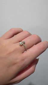 Twin Diamond Pearl Ring - PRMAL