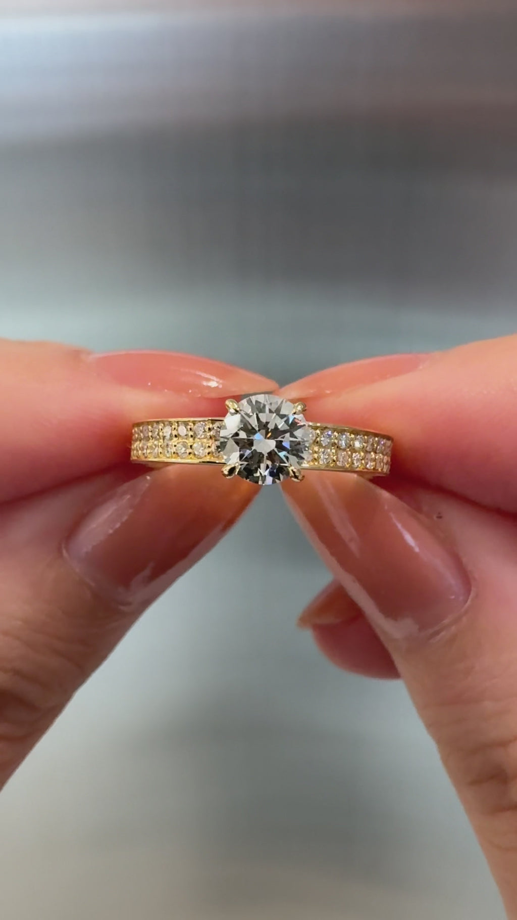 0.50ct Como Solitaire Bold Pave Flat Ring [D/VVS2/IDEAL] - PRMAL