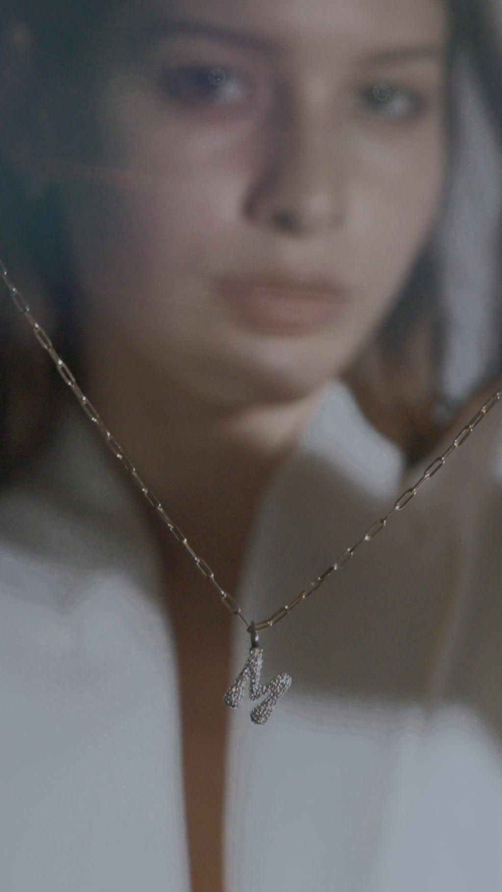 Pave Dome Letter B Necklace - PRMAL