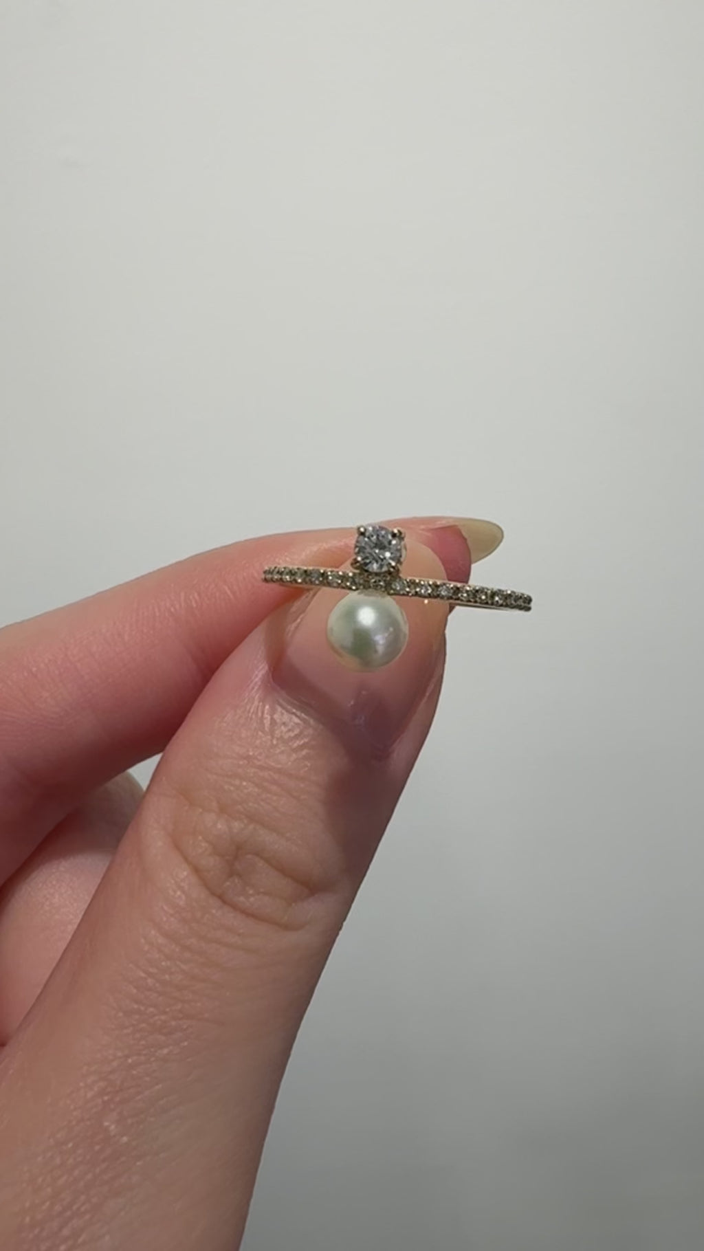 Twin Diamond Pearl Ring - PRMAL