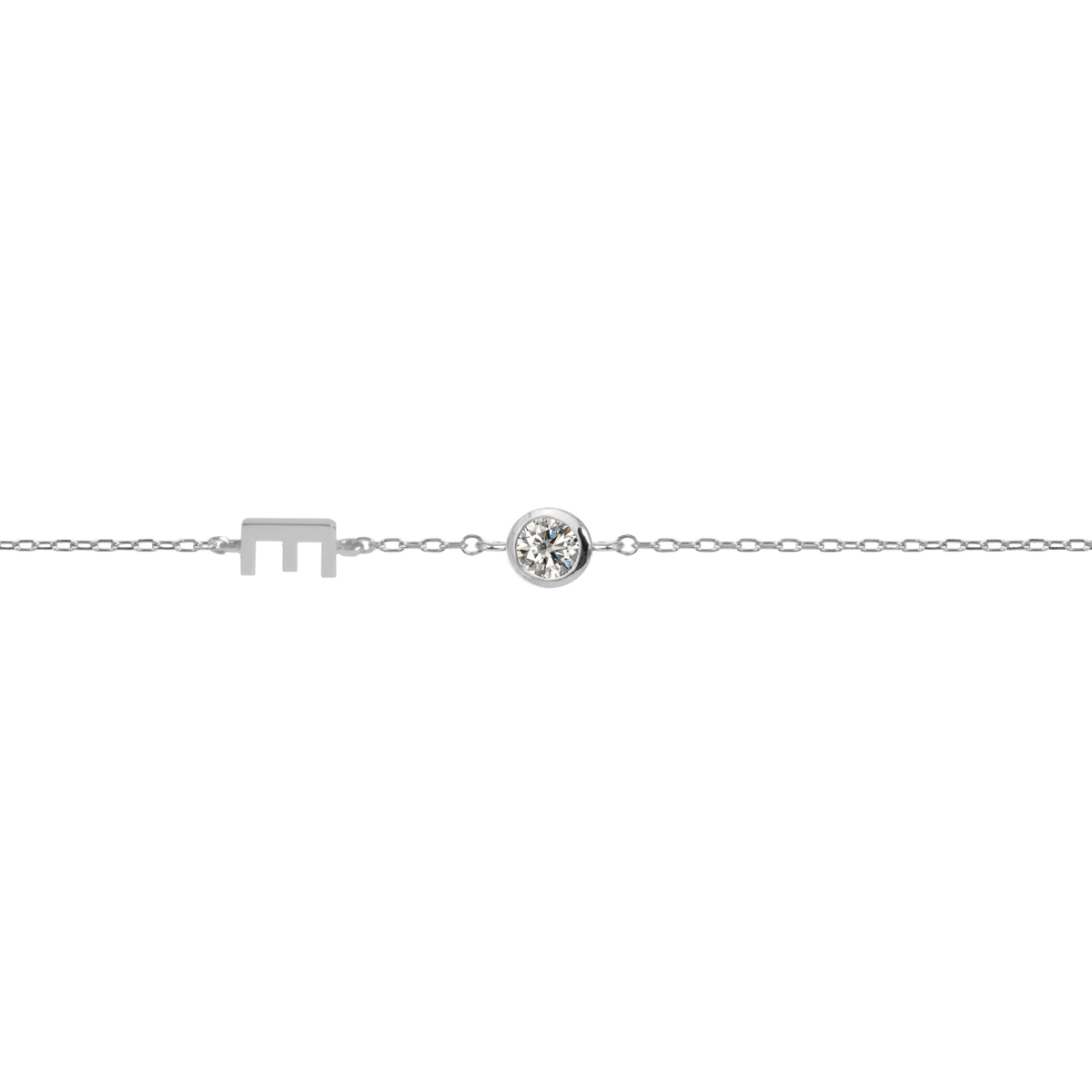 人気【E and E Project】14K Letter & diamondブレスレット 14k letter bracelet with small genuine diamond bezel – E&E