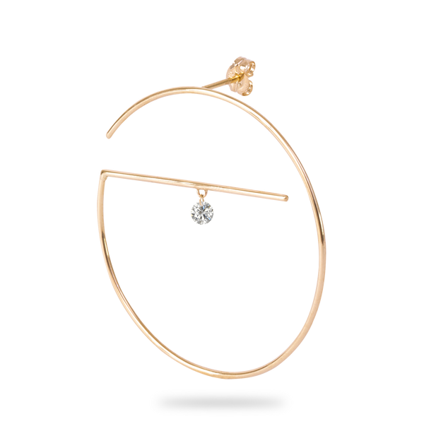 Floating Diamond Hoop Earring L - PRMAL