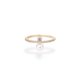 Twin Diamond Pearl Ring