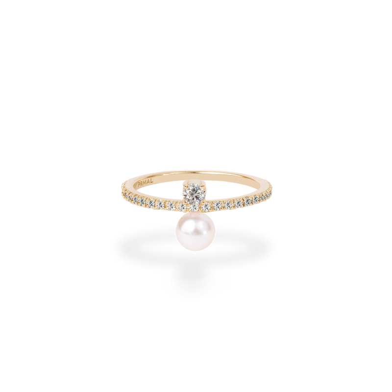 Twin Diamond Pearl Ring