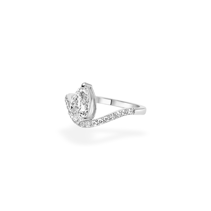 1ct Pear Wave Ring [Bridal Edition] - PRMAL