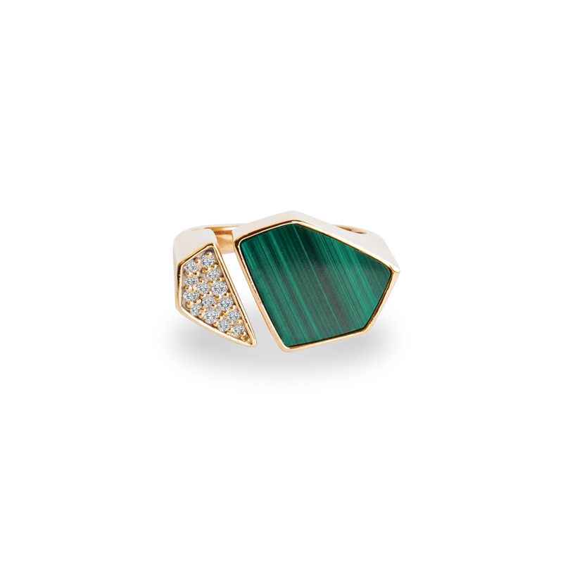 Hexagon Signet Ring [Malachite]