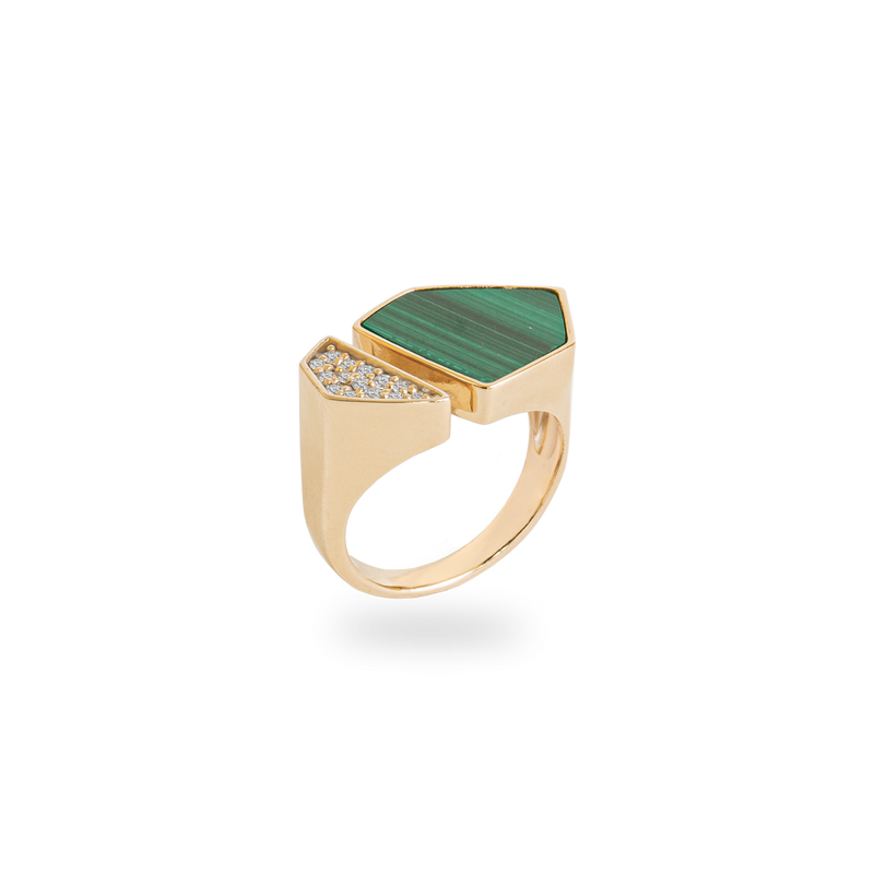 Hexagon Signet Ring [Malachite]