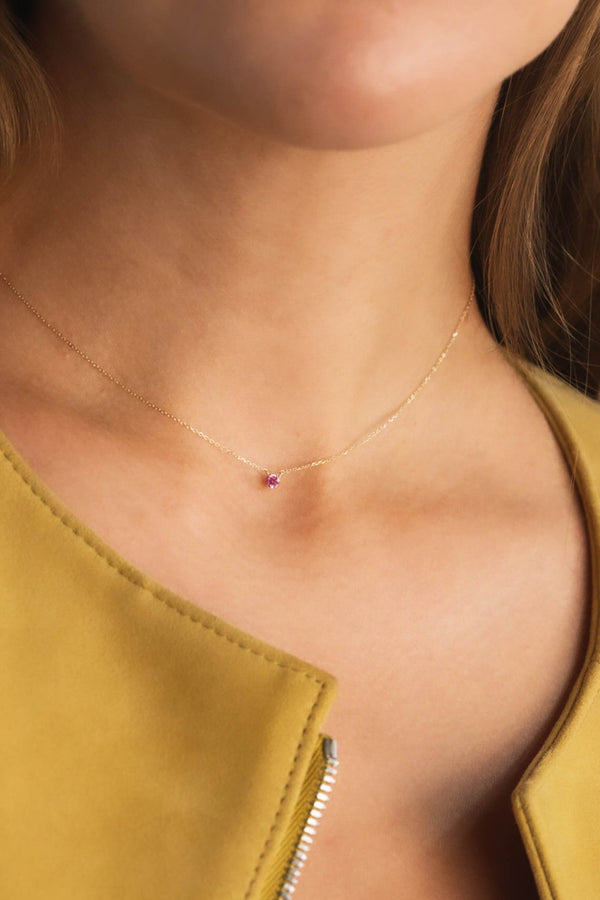 0.1ct Solitaire Pink Diamond Necklace - PRMAL