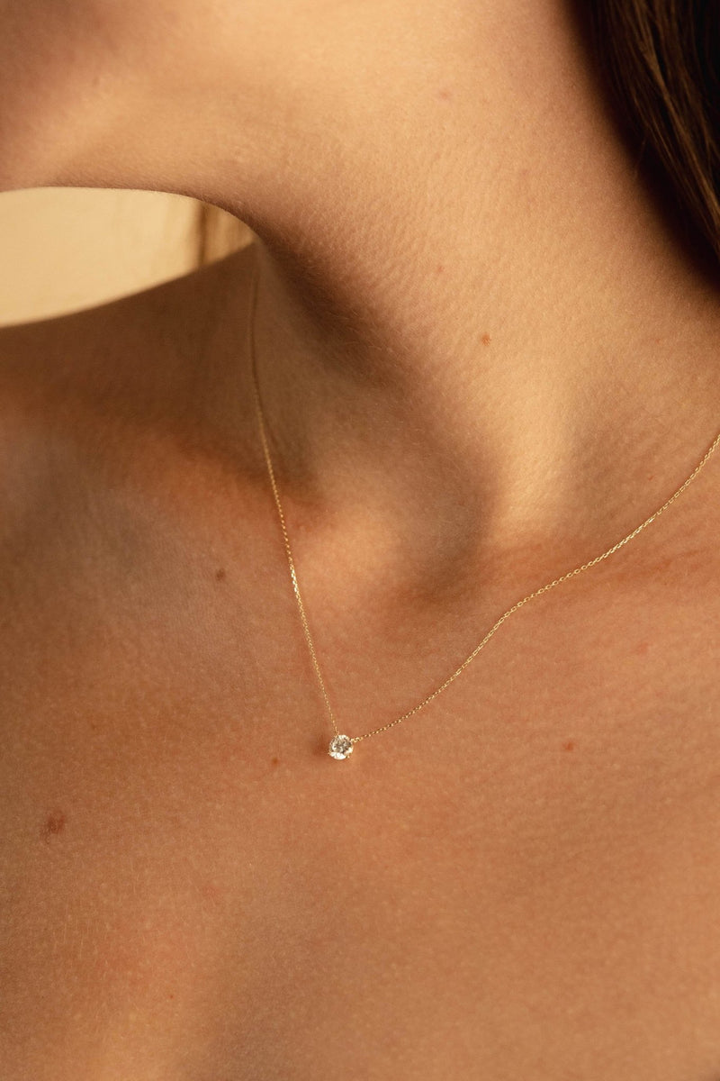 Round Diamond Necklace, Half Carat Diamond Diamond Solitaire Necklace, 14k  or 18k Solid Gold With 0.5 Carat GIA Diamond Necklace - Etsy