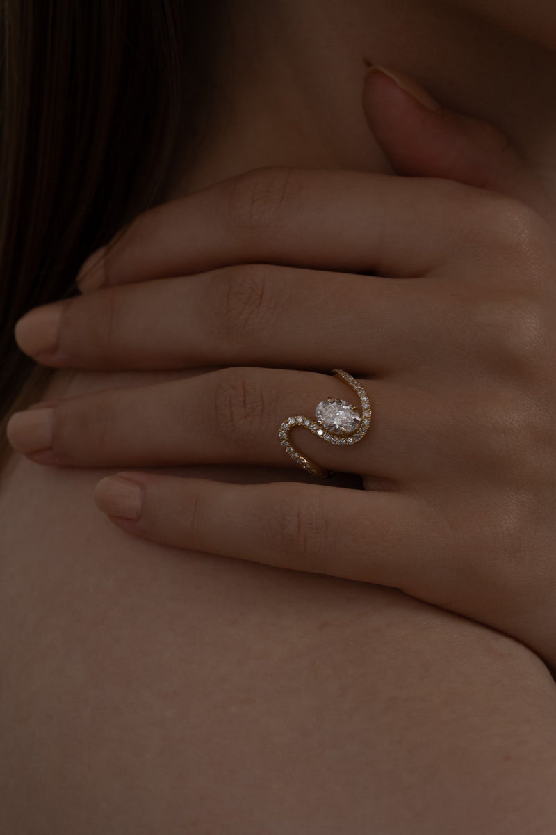 Massive 1ct Oval Wave Ring [Bridal Edition] - PRMAL