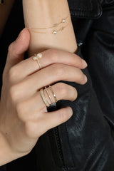 Twin Diamond Pearl Ring - PRMAL