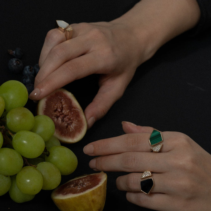 Hexagon Signet Ring [Malachite]