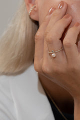 Twin Diamond Pearl Ring