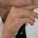 Twin Diamond Pearl Ring