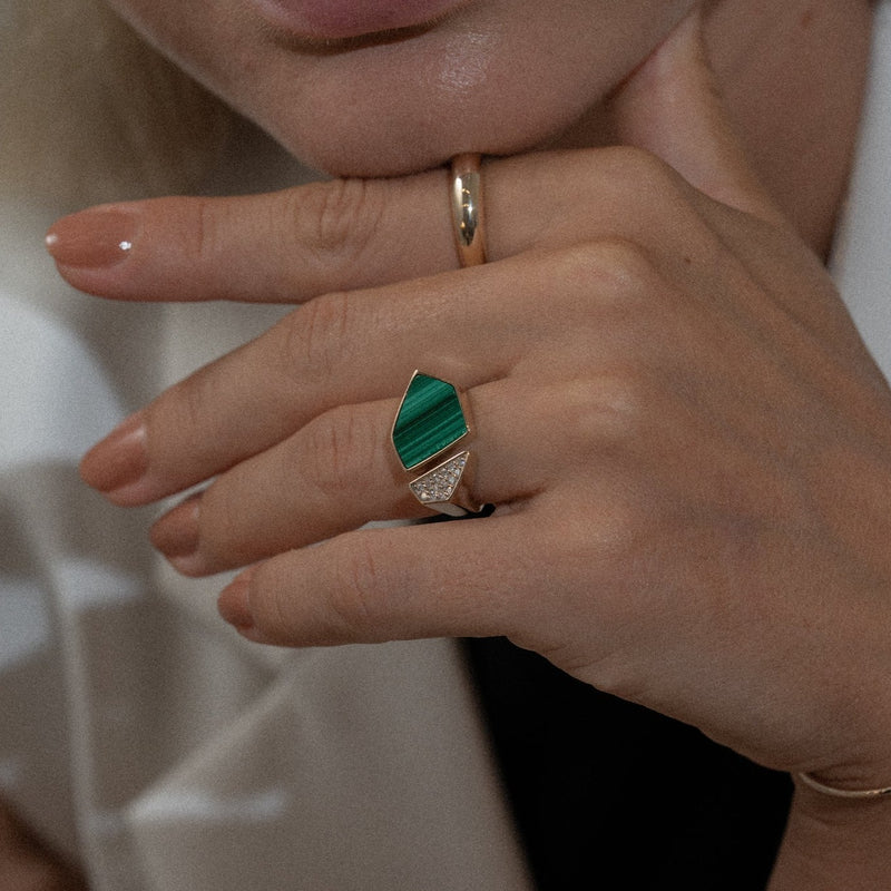 Hexagon Signet Ring [Malachite]