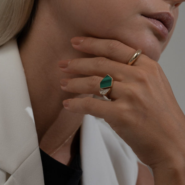 Hexagon Signet Ring [Malachite] - PRMAL