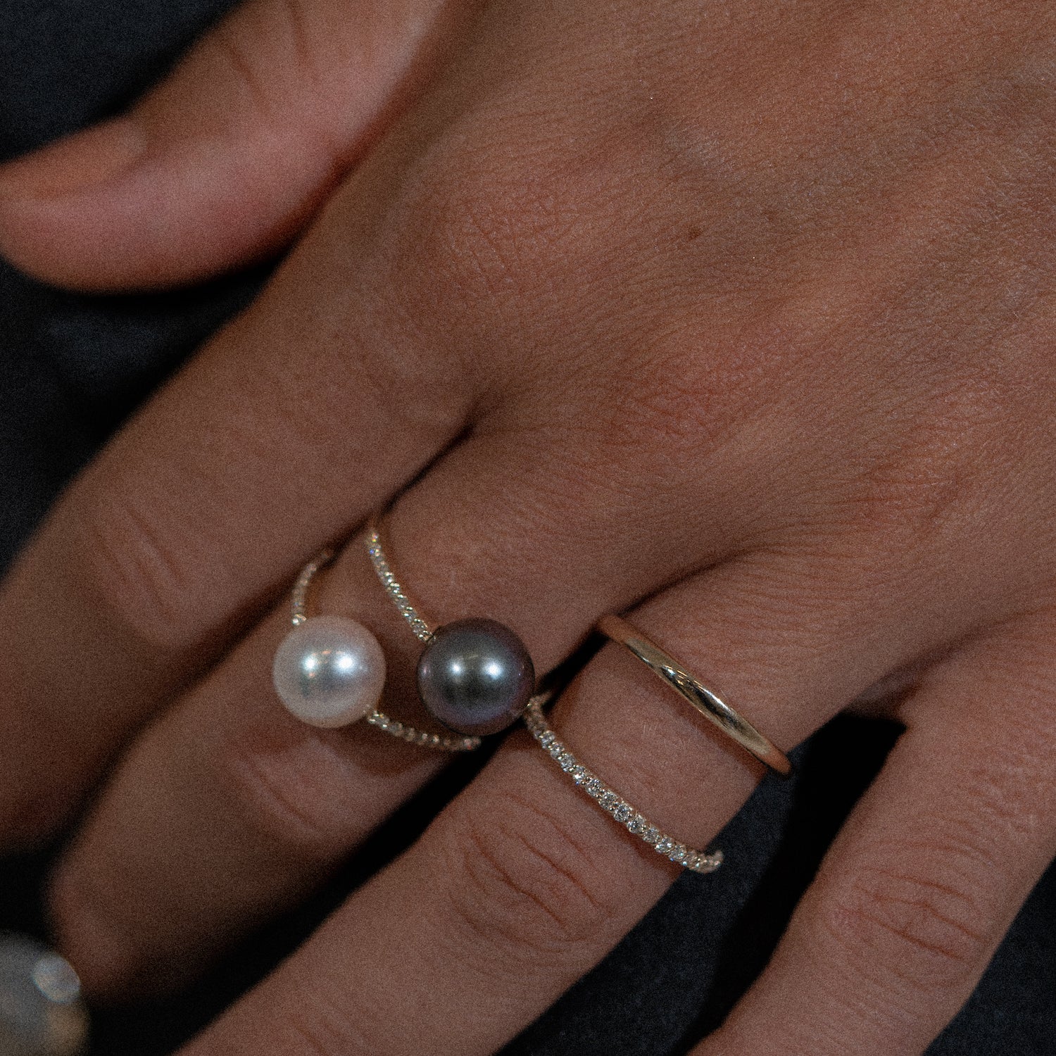 Nomal Rings Black Pearl Oval Ring - PRMAL