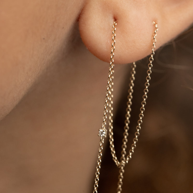Middle Chain Diamond Earring - PRMAL
