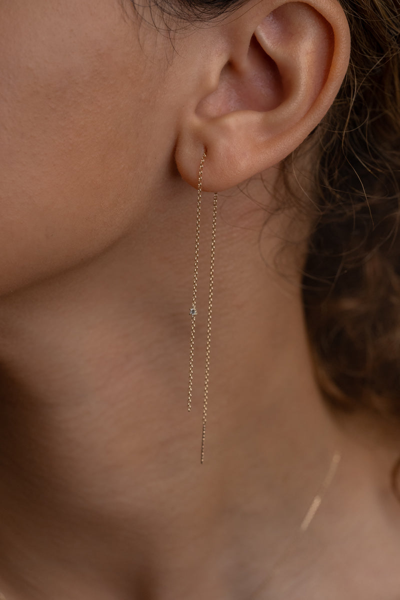 Middle Chain Diamond Earring - PRMAL