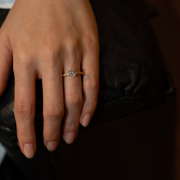 Faro Solitaire Bold Pave Ring - PRMAL