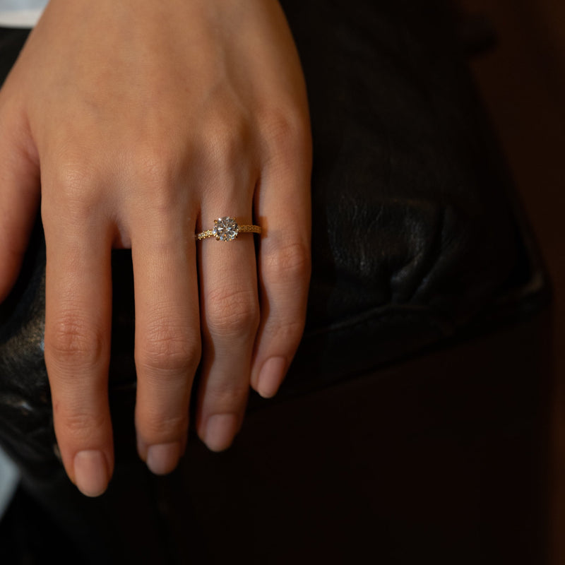Faro Solitaire Bold Pave Ring - PRMAL