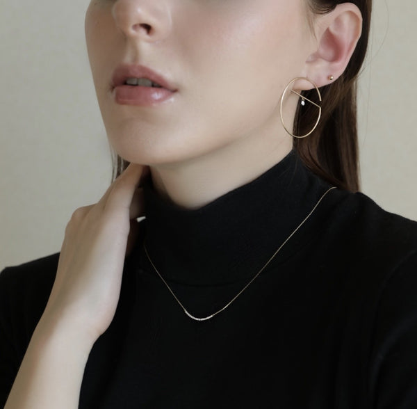 Floating Diamond Hoop Earring L - PRMAL