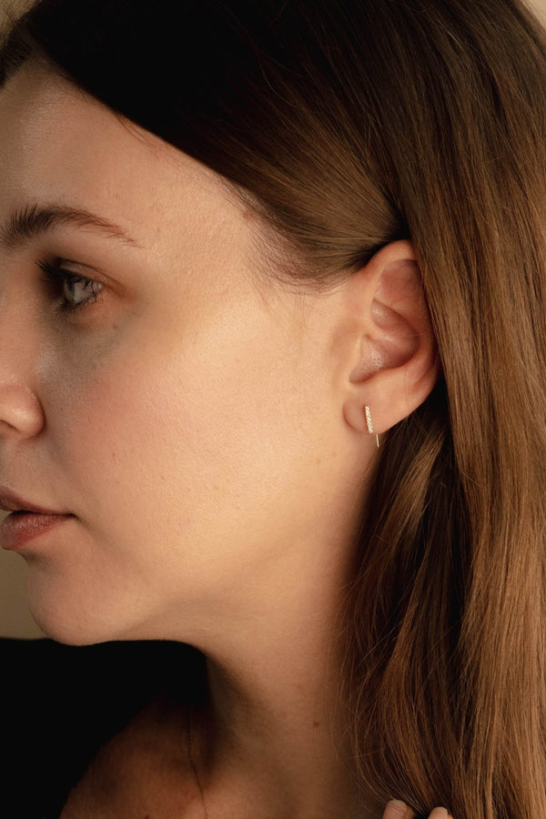 Line Diamond Tail Earring - PRMAL