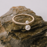 Twin Pearl Pave Ring - PRMAL